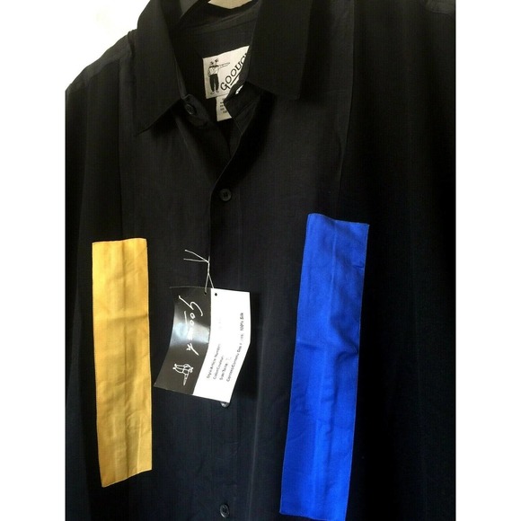 NWT GOOUCH Shirt Button Down Silk Men Pop Art 80' - Picture 4 of 5